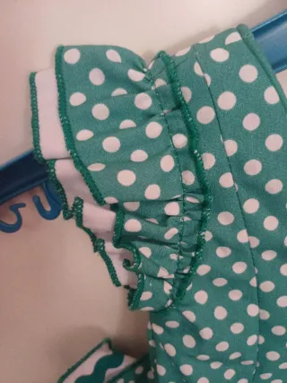 Traje Flamenca Niña Verde Lunares