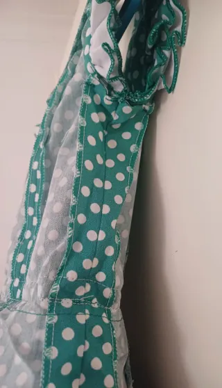 Traje Flamenca Niña Verde Lunares