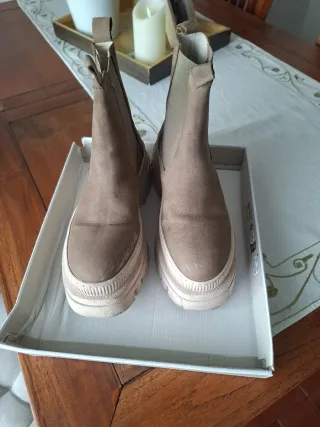 Botines piel beige/marrón