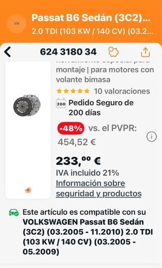 Kit Embrague LUK RepSet Pro 2.0 TDI VAG Sin Bimasa