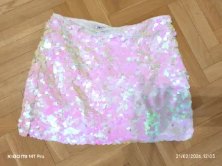 Minifalda Zara lentejuelas rosa