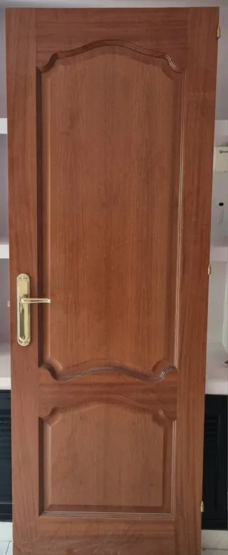 Puerta de madera interior con molduras
