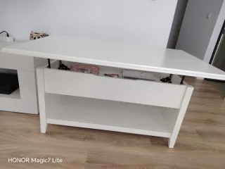 Mesa centro elevable blanca