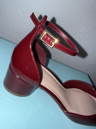 Zapatos Tintoretto burdeos tacón bajo