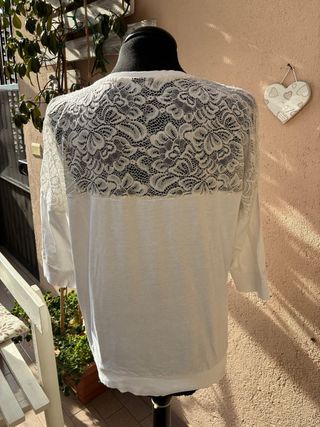 Maglia donna manica 3/4 con pizzo