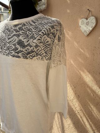 Maglia donna manica 3/4 con pizzo