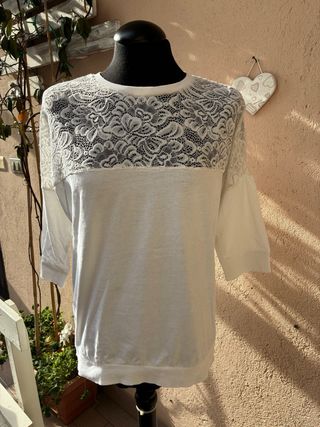 Maglia donna manica 3/4 con pizzo