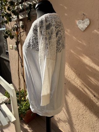 Maglia donna manica 3/4 con pizzo