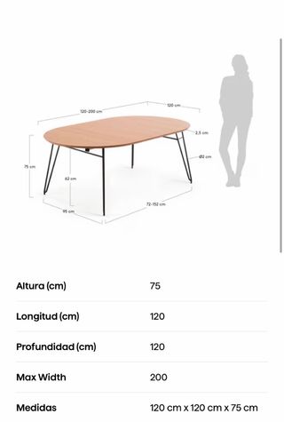Mesa comedor madera y metal negro + 6 sillas