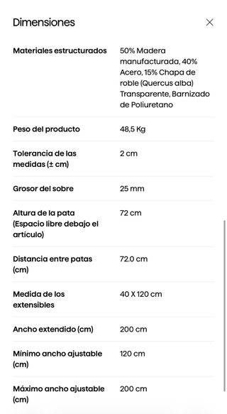 Mesa comedor madera y metal negro + 6 sillas