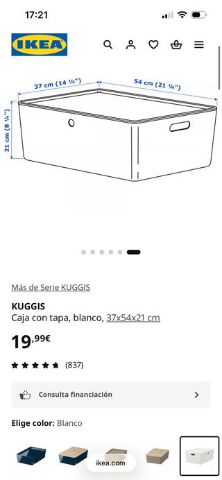Caja Kuggis Blanca IKEA 37x54x21 cm