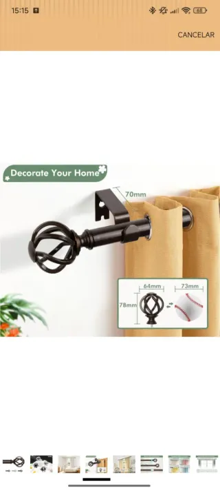 Barra de cortina bronce ajustable