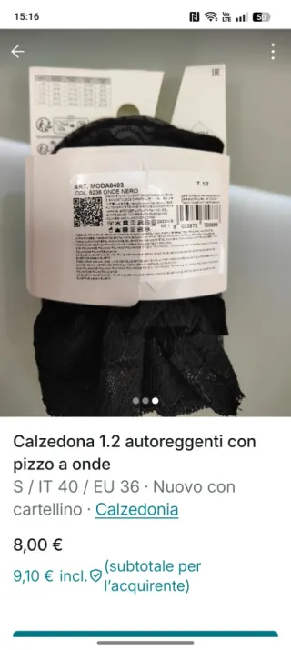 Calze Calzedonia donna pizzo nero autoreggenti