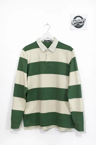 Polo Ralph Lauren Rugby Rayas Verde Beige T L y2k