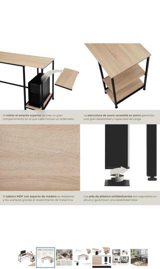 Escritorio en L - Madera y Metal