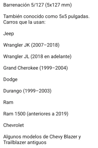 Llanta  R15 patrón de buje 5 X 127