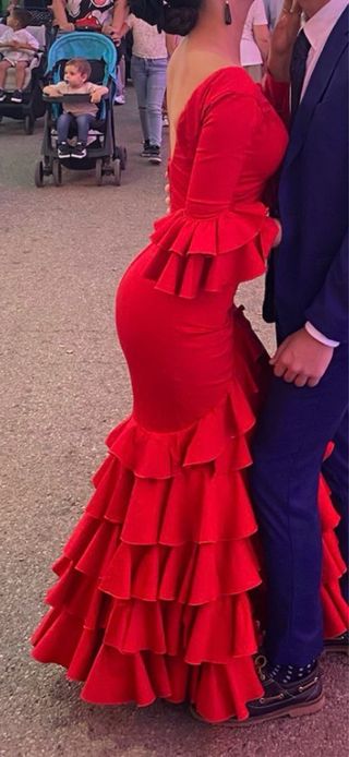 Traje de flamenca rojo talla 32
