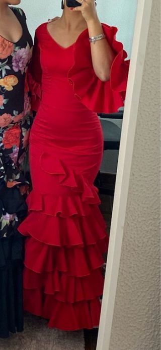Traje de flamenca rojo talla 32