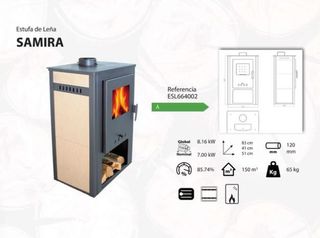 Estufa de leña nueva SAMIRA 10.56 kW BAR1014