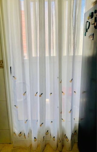 Pack 2 Cortinas de Cocina blancas con piñas