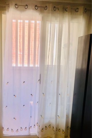 Pack 2 Cortinas de Cocina blancas con piñas