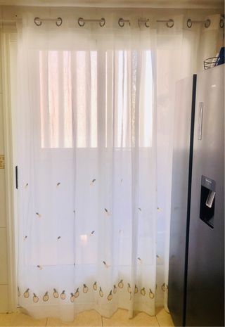 Pack 2 Cortinas de Cocina blancas con piñas