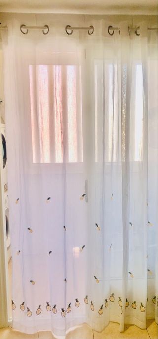 Pack 2 Cortinas de Cocina blancas con piñas