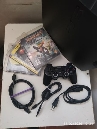 PS3 Slim + Juegos y Mando y cables
