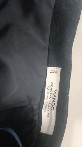 Falda Mango Cuero Azul Talla M-L