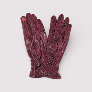 Guantes Burdeos Efecto Piel Serpiente