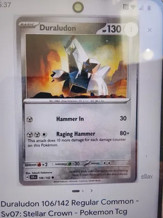 Carta Pokémon Duraludon 106/142 Sv07