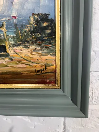 Set di 2 quadri antichi marini ad olio - stile