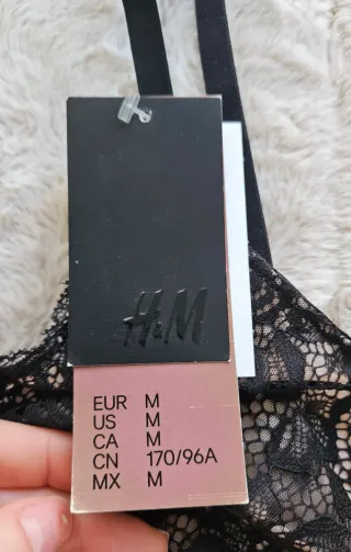 Sujetador H&M Negro Encaje Talla M