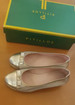 Zapatos Pitillo Talla 35 Dorados/beige