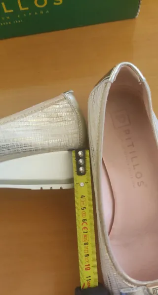 Zapatos Pitillo Talla 35 Dorados/beige