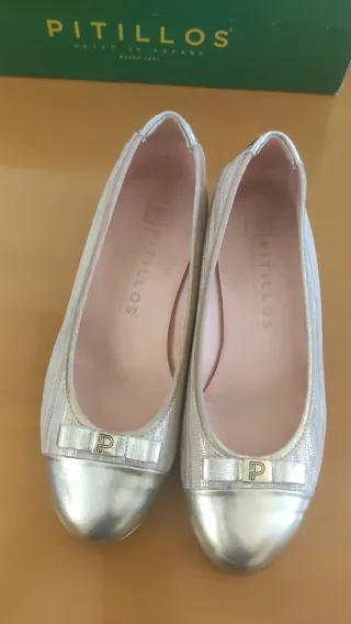 Zapatos Pitillo Talla 35 Dorados/beige