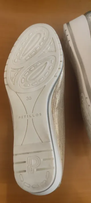 Zapatos Pitillo Talla 35 Dorados/beige