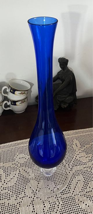 Vaso vintage in cristallo blu cobalto