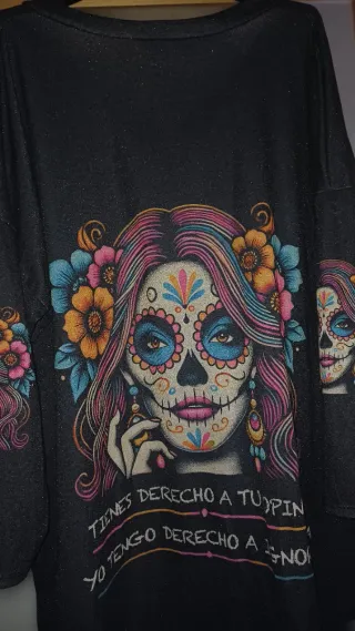 Camiseta Catrina Manga Larga con mensaje