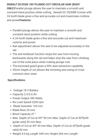 Sierra de inmersión DeWalt DC352