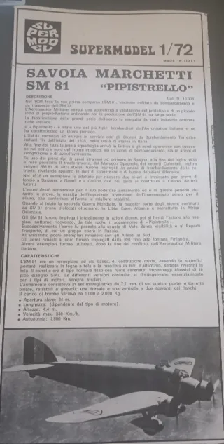 Maqueta Savoia Marchetti S.M. 81 Pipistrello 1/72