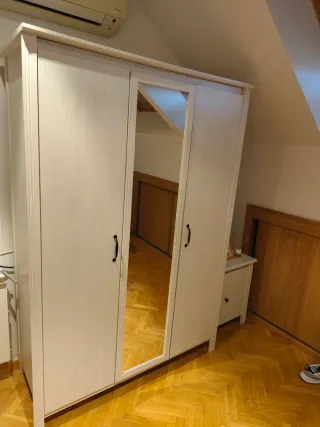 Armario 3 puertas madera y cristal