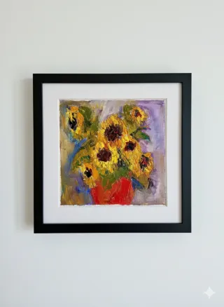 Dipinto Girasoli Astratti Olio su Tela