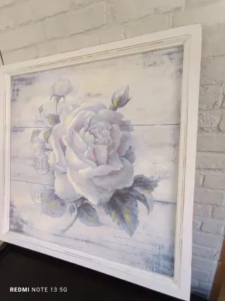 Cuadro decorativo rosa y blanco