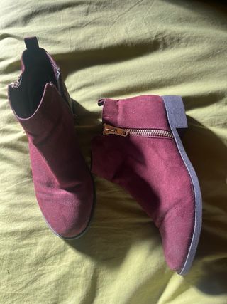 Botines mujer burdeos con cremallera