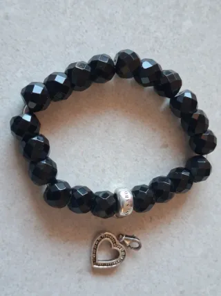 Pulsera Thomas Sabo Negra Corazón Plata