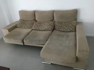 Sofá modular beige y marrón tela