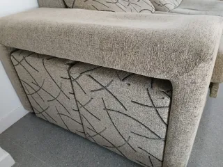 Sofá modular beige y marrón tela