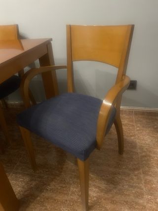 Mesa de comedor madera y 6 sillas tapizadas