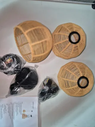 3 Lámparas Mimbre y Metal